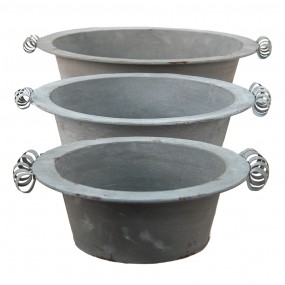 26Y4648 Decorative Bowl Set of 3 Ø 36x11 cm Grey Metal
