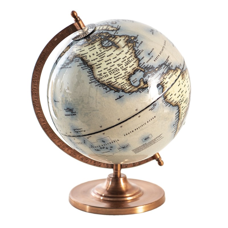 64910 Globe 22x30 cm Blue Wood Metal Globus