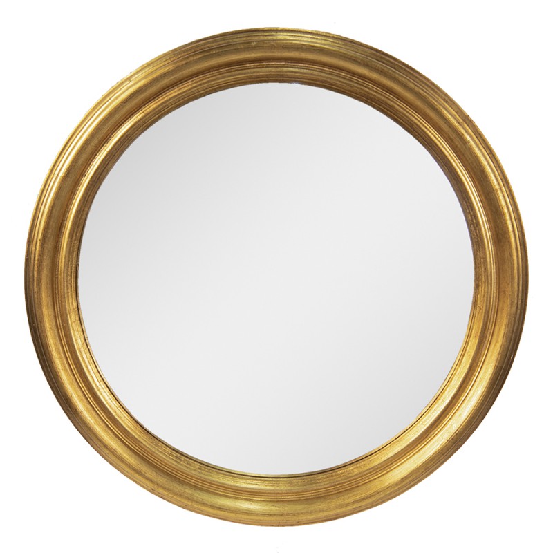 52S256 Mirror Ø 59 cm Gold colored Wood Large Mirror
