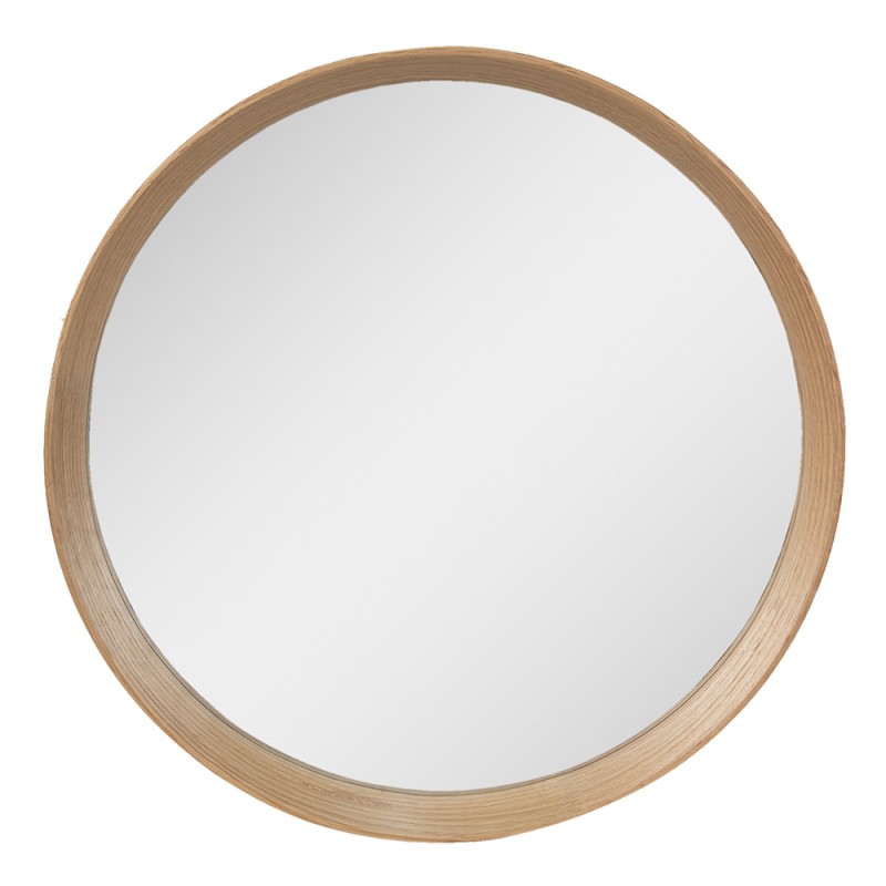 62S232 Mirror Ø 50 cm Brown Wood Round Large Mirror