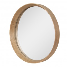 262S232 Mirror Ø 50 cm Brown Wood Round Large Mirror
