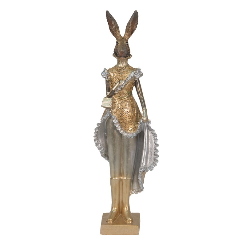 6PR3598 Statuetta Coniglio 11x8x33 cm Color oro Poliresina Accessori per la casa