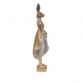 26PR3598 Figur Kaninchen 11x8x33 cm Goldfarbig Polyresin Wohnaccessoires