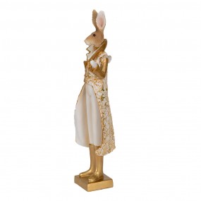 26PR3602 Statuetta Coniglio 11x8x33 cm Color oro Bianco Poliresina Accessori per la casa