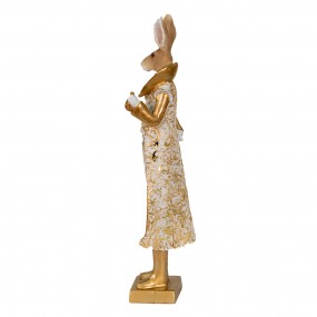 26PR3602 Statuetta Coniglio 11x8x33 cm Color oro Bianco Poliresina Accessori per la casa
