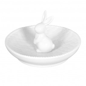 26CE1430 Bowl Rabbit 13x13x9 cm White Ceramic Jewellery Holder