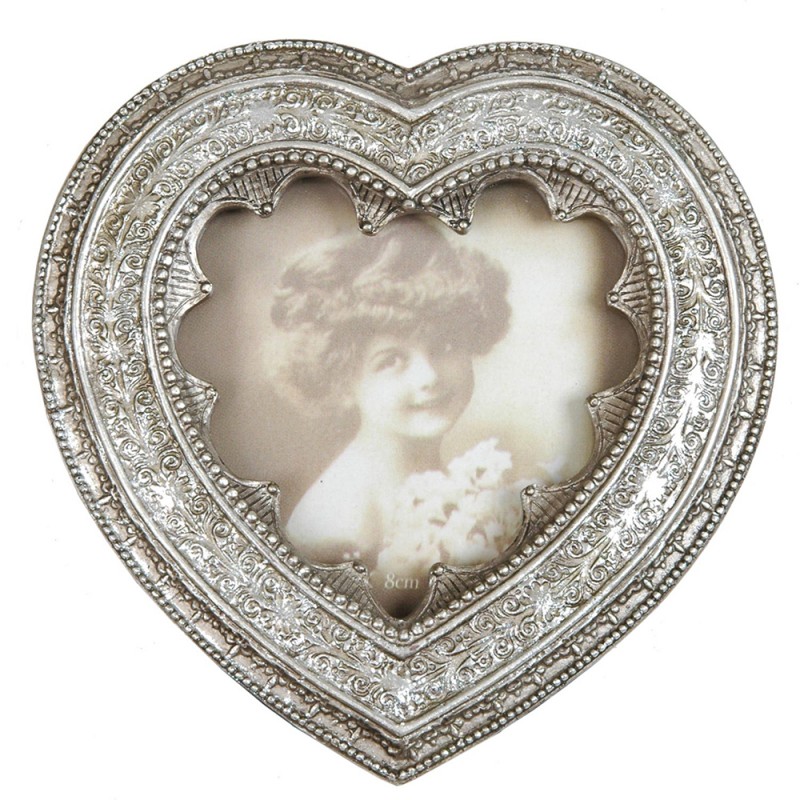 2765 Cadre photo Cœur 9x9 cm Argent Plastique En forme de cœur Cadre