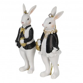 26PR4784 Figurine Rabbit 4x4x10 cm Black White Plastic Home Accessories