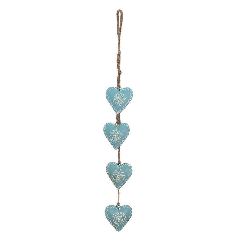 6Y4817 Christmas Ornament Hearts 8x60 cm Blue Iron Flower Christmas Bauble