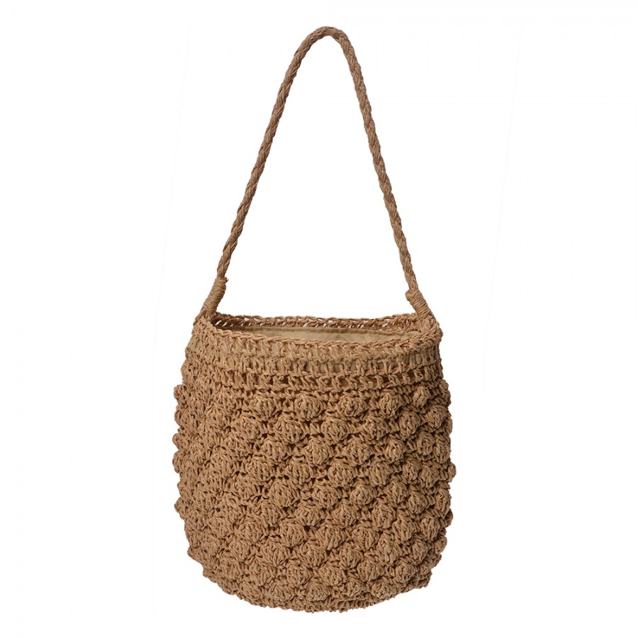 RAFFIA ROUJE ROUND TOTE BAG