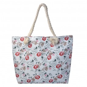2JZBG0262W Beach Bag 43x33 cm White Polyester Flowers Women's Handbag