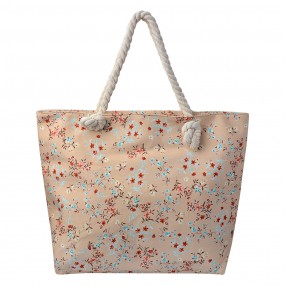 2JZBG0263BE Beach Bag 43x33 cm Beige Polyester Flowers Women's Handbag