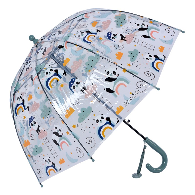 JZCUM0006BL Paraplu Kind  Ø 65x65 cm Blauw Kunststof Panda Regenscherm