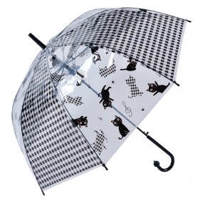 2JZUM0055Z Erwachsenen-Regenschirm Ø 60 cm Schwarz Kunststoff Katzen Regenschirm