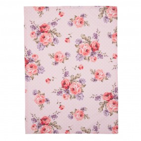 2DTR42-1 Tea Towel  50x70 cm Pink Purple Cotton Roses Rectangle Kitchen Towel