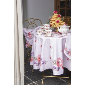 2DTR42-1 Tea Towel  50x70 cm Pink Purple Cotton Roses Rectangle Kitchen Towel