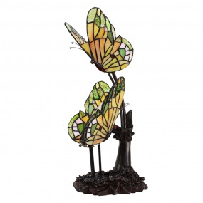 25LL-6230 Tiffany Tischlampe Schmetterling 24x17x47 cm Gelb Glas Schreibtischlampe Tiffany