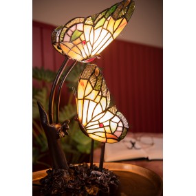 25LL-6230 Lampada da tavolo Tiffany Farfalla 24x17x47 cm Giallo Vetro Lampada da scrivania Tiffany