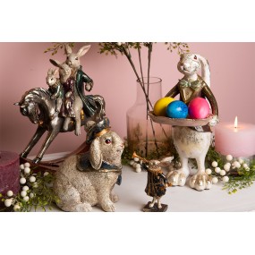 26PR2454 Figurine Rabbit 30 cm Grey Brown Polyresin Home Accessories