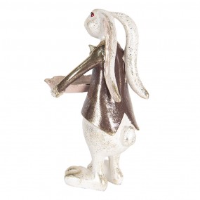 26PR2519 Figurine Rabbit 30 cm White Black Polyresin Home Accessories