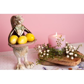 26PR2519 Beeld Konijn 30 cm Wit Zwart Polyresin Woonaccessoires