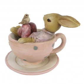 26PR3328 Figurine Rabbit 10x8x8 cm Brown Pink Polyresin Home Accessories