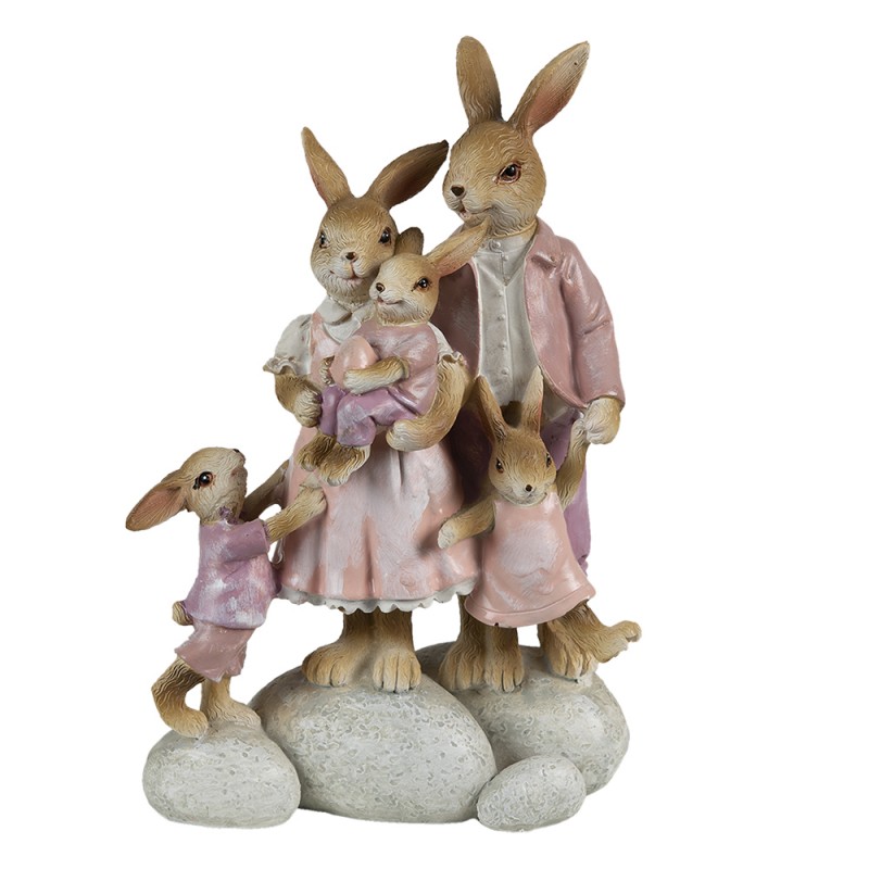 6PR3540 Figurine Rabbit 11x6x18 cm Pink Beige Polyresin Home Accessories