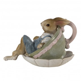 26PR3558 Figurine Lapin 11x8x7 cm Marron Vert Polyrésine Accessoires de maison