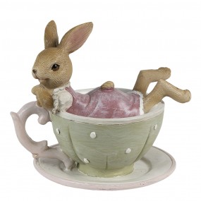 26PR3560 Figurine Lapin 10x8x9 cm Marron Vert Polyrésine Accessoires de maison