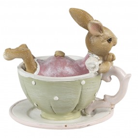 26PR3560 Figurine Lapin 10x8x9 cm Marron Vert Polyrésine Accessoires de maison