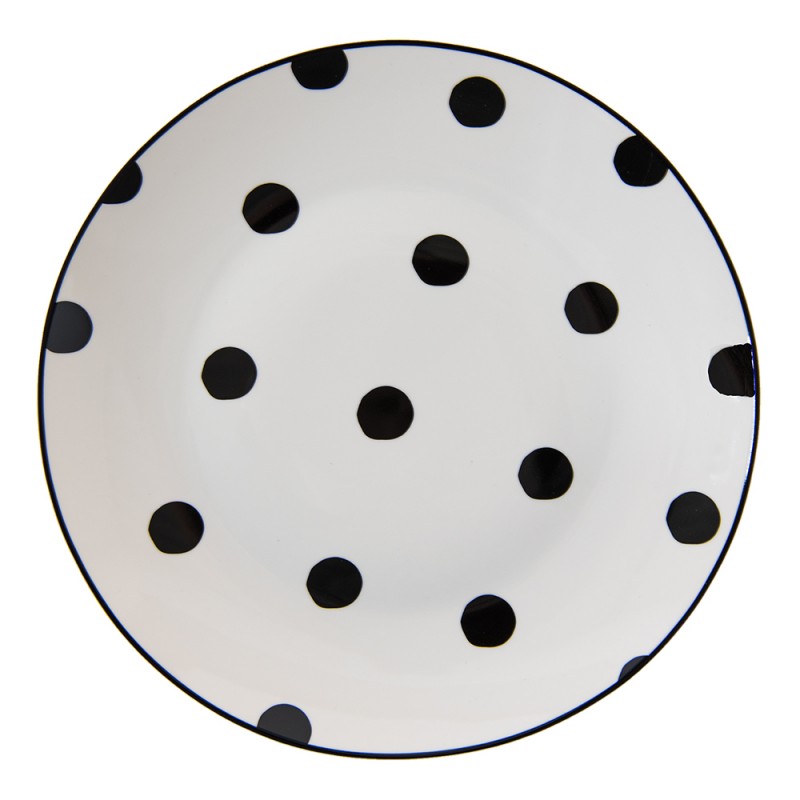 BDDP Frühstücksteller Ø 20 cm Weiß Schwarz Porzellan Punkte Rund Teller