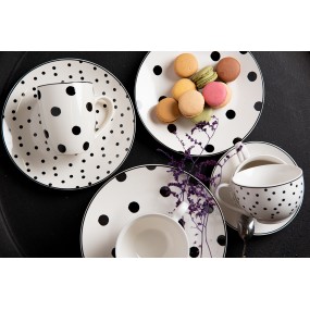 2BDDP Breakfast Plate Ø 20 cm White Black Porcelain Balls Round