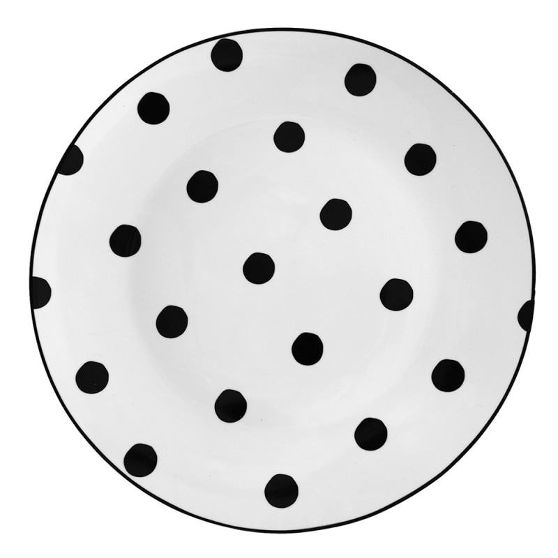 BDFP Dinner Plate Ø 26 cm White Black Porcelain Dots Round Dining Plate
