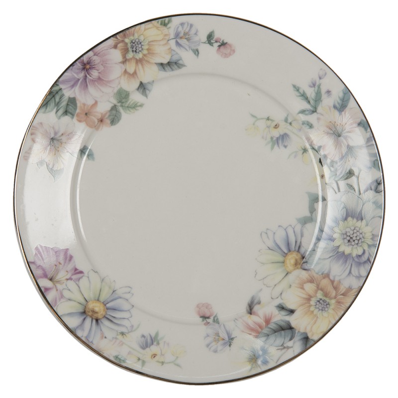 FLODP Breakfast Plate Ø 20 cm Beige Pink Porcelain Flowers Plate