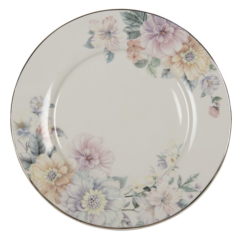 FLOFP Dinner Plate Ø 26 cm Beige Pink Porcelain Flowers Dining Plate