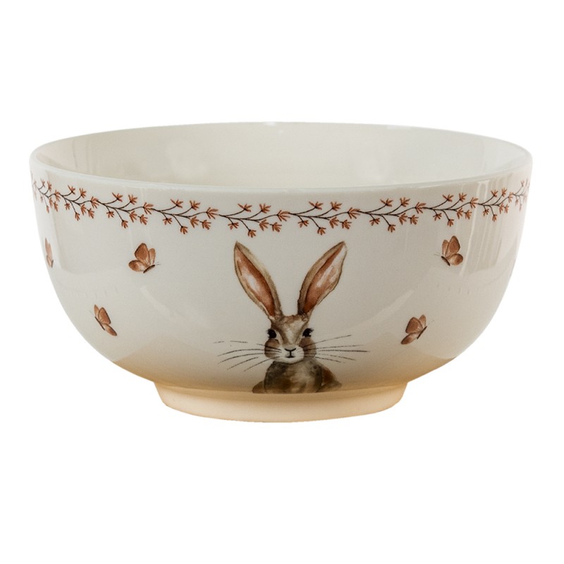 REBBO Soup Bowl 500 ml Beige Brown Porcelain Rabbit Serving Bowl