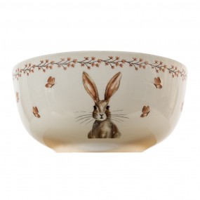 2REBBO Soup Bowl 500 ml Beige Brown Porcelain Rabbit Serving Bowl