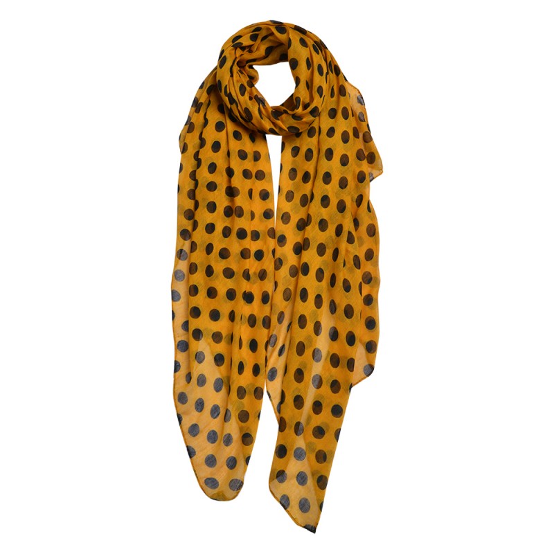 JZSC0671Y Printed Scarf 90x180 cm Yellow Synthetic Dots Shawl Women