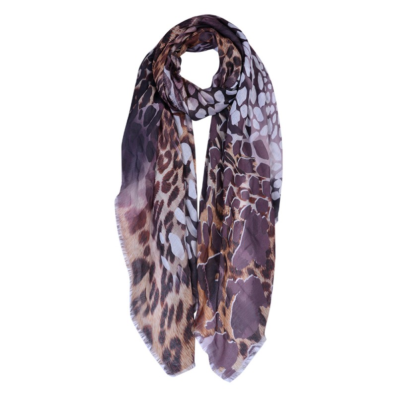 JZSC0677 Printed Scarf 90x180 cm Brown Synthetic Shawl Women