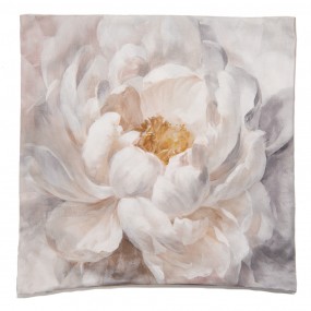 2KT021.293 Housse de coussin 45x45 cm Blanc Jaune Polyester Fleurs Housse de coussin décorative