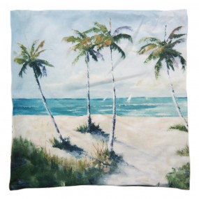 2KT021.299 Cushion Cover 45x45 cm Blue Green Polyester Palm Trees Square Pillow Cover