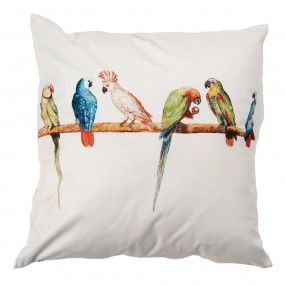 2KT021.302 Cushion Cover 45x45 cm White Polyester Parrot Square Pillow Cover