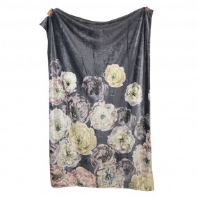 2KT060.121 Couverture 130x180 cm Noir Jaune Polyester Fleurs Rectangle Plaid