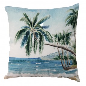 2KT021.300 Cushion Cover 45x45 cm Blue Green Polyester Palm Trees Pillow Cover