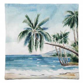 2KT021.300 Cushion Cover 45x45 cm Blue Green Polyester Palm Trees Pillow Cover