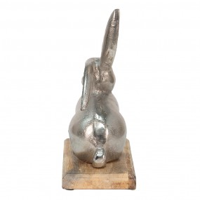 26AL0056L Figur Kaninchen 21x11x28 cm Silberfarbig Aluminium-Holz