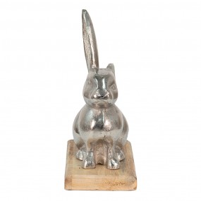 26AL0056L Figurine Rabbit 21x11x28 cm Silver colored Aluminium Wood