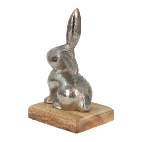 26AL0056M Figurine Rabbit 11x10x20 cm Silver colored Aluminium Wood