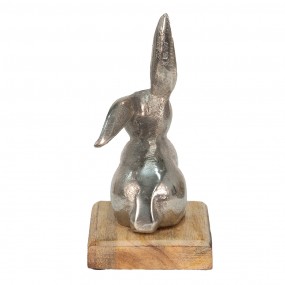 26AL0056M Figurine Rabbit 11x10x20 cm Silver colored Aluminium Wood