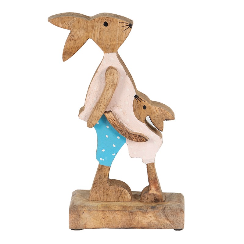 6H2153 Figurine Rabbit 12x6x22 cm Brown Blue Wood Home Accessories